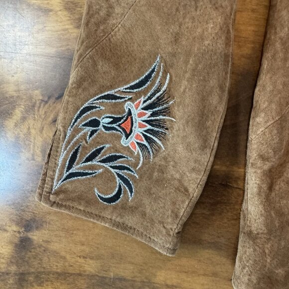 Vtg Bob Mackie Brown Leather Jacket Women's M Embroidered Western Bikercore NWT - Picture 6 of 11